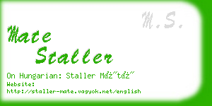 mate staller business card